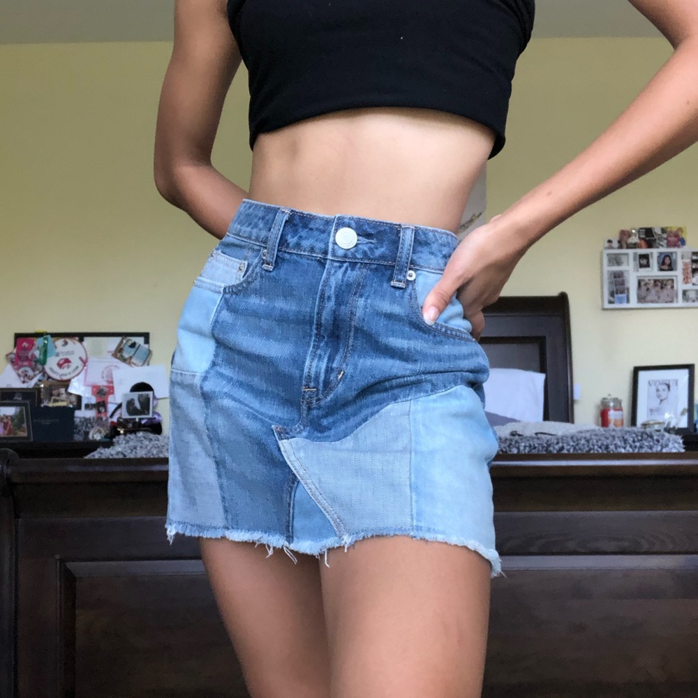 American Eagle Patched-design Jean skirt